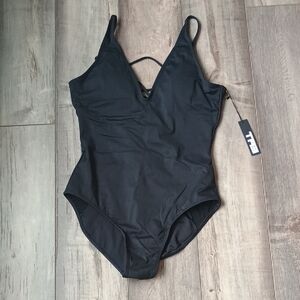 Sleek Black One-Piece Swimsuit